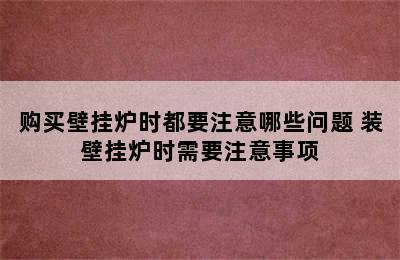 购买壁挂炉时都要注意哪些问题 装壁挂炉时需要注意事项